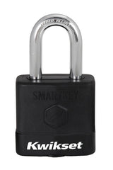 Kwikset 90260-045 Padlock, Keyed Alike Key, 0.35 in Dia Shackle, 1-1/2 in H Shackle, Boron Carbide Shackle, Steel Body