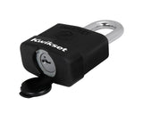Kwikset 90260-045 Padlock, Keyed Alike Key, 0.35 in Dia Shackle, 1-1/2 in H Shackle, Boron Carbide Shackle, Steel Body