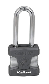 Kwikset 90260-048 Padlock, Keyed Alike, Smart Key, 0.35 in Dia Shackle, 2-1/2 in H Shackle, Boron Carbide Shackle