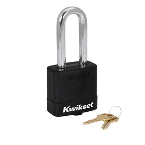 Kwikset 90260-049 Padlock, Keyed Alike Key, 0.35 in Dia Shackle, 2-1/2 in H Shackle, Boron Carbide Shackle, Steel Body