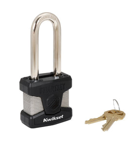 Kwikset 90260-062 Padlock, Keyed Different, Smart Key, 0.35 in Dia Shackle, 2-1/2 in H Shackle, Stainless Steel Body