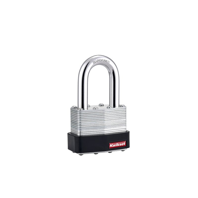 Kwikset 90260-145 Padlock, Keyed Alike Key, 0.37 in Dia Shackle, 1-1/2 in H Shackle, Hardened Steel Shackle, Steel Body