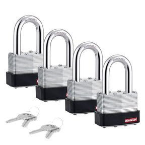 Kwikset 90260-146 Padlock, Keyed Alike Key, 0.37 in Dia Shackle, 1-1/2 in H Shackle, Hardened Steel Shackle, Steel Body