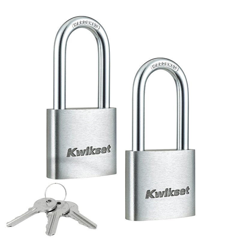Kwikset 90260-426 Padlock, Keyed Different Key, 0.24 in Dia Shackle, 1-1/2 in H Shackle, Hardened Steel Shackle