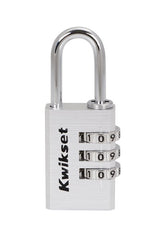 Kwikset 90260-440 Padlock, No Key, 0.19 in Dia Shackle, 1-1/16 in H Shackle, Steel Shackle, Aluminum Body