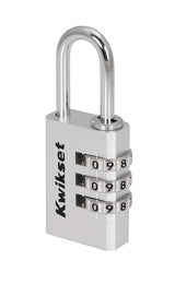 Kwikset 90260-440 Padlock, No Key, 0.19 in Dia Shackle, 1-1/16 in H Shackle, Steel Shackle, Aluminum Body