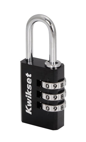 Kwikset 90260-441 Padlock, No Key, 0.19 in Dia Shackle, 1 in H Shackle, Steel Shackle, Aluminum Body