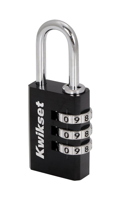Kwikset 90260-441 Padlock, No Key, 0.19 in Dia Shackle, 1 in H Shackle, Steel Shackle, Aluminum Body