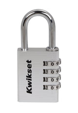Kwikset 90260-460 Padlock, No Key, 0.24 in Dia Shackle, 1-3/16 in H Shackle, Steel Shackle, Aluminum Body