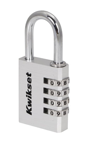 Kwikset 90260-460 Padlock, No Key, 0.24 in Dia Shackle, 1-3/16 in H Shackle, Steel Shackle, Aluminum Body