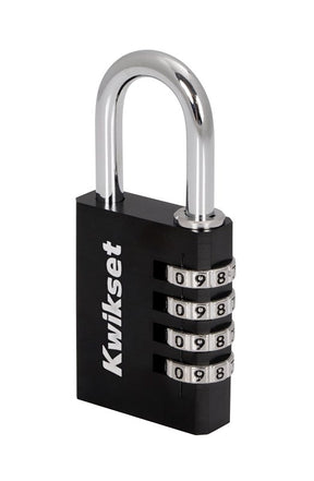 Kwikset 90260-461 Padlock, No Key, 0.24 in Dia Shackle, 1-3/16 in H Shackle, Steel Shackle, Aluminum Body