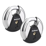 Kwikset 90260-504 Discus Padlock, Keyed Alike Key, 0.42 in Dia Shackle, 0.66 in H Shackle, Boron Carbide Shackle