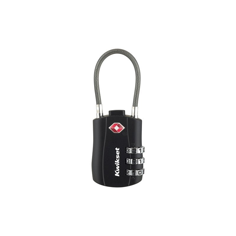 Kwikset 90260-720 TSA Cable Luggage Lock, TSA Accepted, No Key , 0.11 in Dia Shackle, 1-1/2 in H Shackle