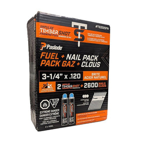 Paslode TS3325FN Framing Fuel and Nail Combo, 3-1/4 in L, Brite, Round Head, Smooth Shank