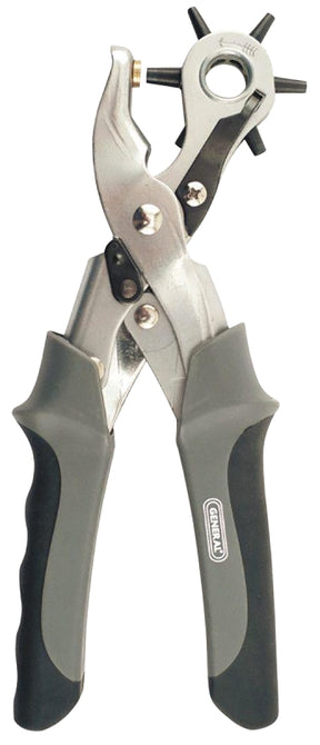 General 73 Punch Plier, 0.81 in OAL, 6-Hole Punch, Steel Body, Cushion Grip Handle
