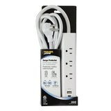 Powerzone ORPBSUFC413 Surge Strip, 6 ft L Cable, White