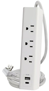 Powerzone ORPBSUFC413 Surge Strip, 6 ft L Cable, White