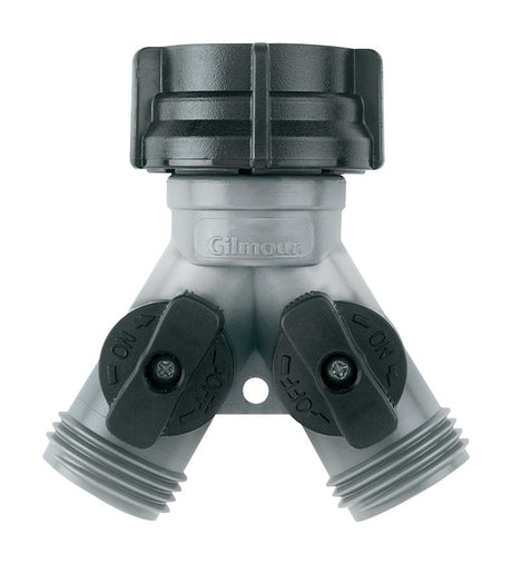 Gilmour Polymer Threaded 2 Male/1 Female Y-Hose Connector with Shut Offs, Pack of 12