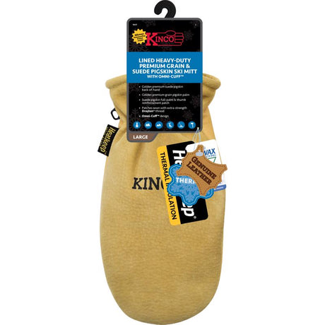 Kinco XL Pigskin Leather Cold Weather Black/Gold Mittens