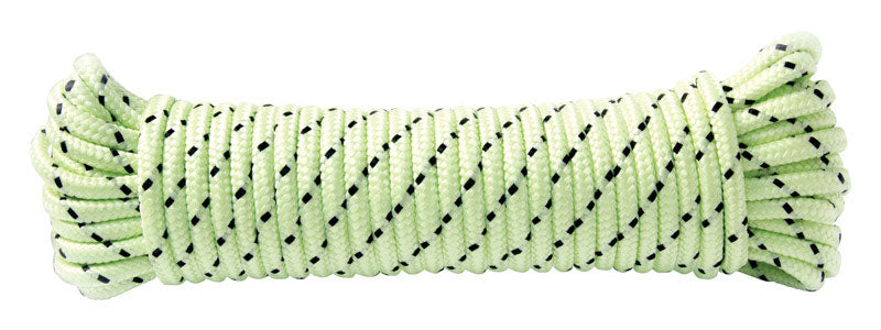 Ace 1/4 in. D X 50 ft. L Neon Green Glow in the Dark Diamond Braided Polypropylene Rope