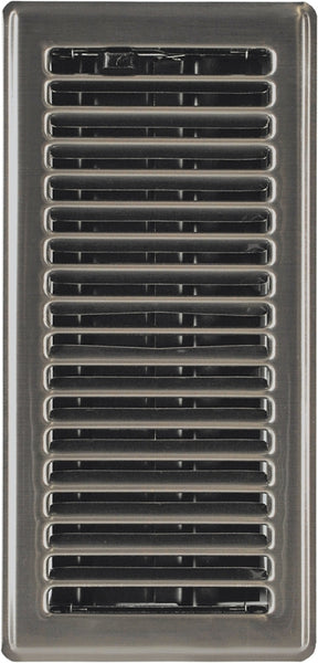 Imperial RG3300 Floor Register, 4 in L, 10 in W, Steel, Brushed Nickel