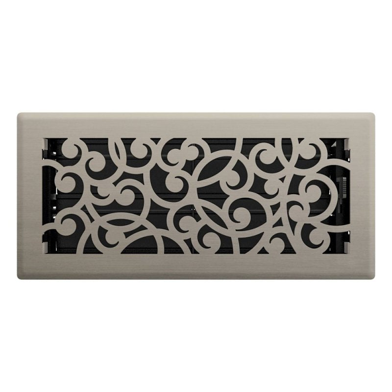 Imperial RG3360 Wonderland Design Decorative Floor Register, 10 in L, 4 in W, Steel, Brushed Nickel