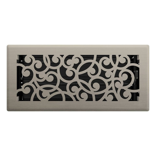 Imperial RG3360 Wonderland Design Decorative Floor Register, 10 in L, 4 in W, Steel, Brushed Nickel