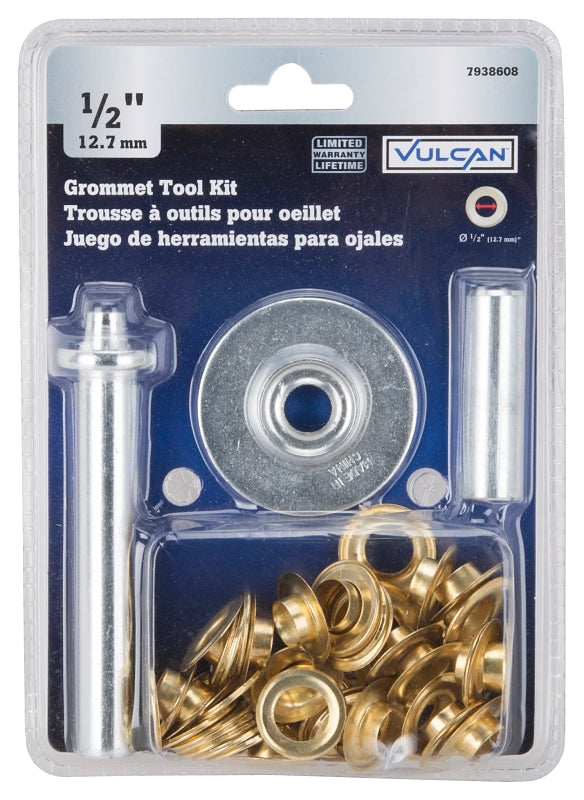 Vulcan JL-VT15988 Grommet Tool Kit, 30 -Piece, Brass/Steel, Brass/Silver, Brass/Zinc-Plated