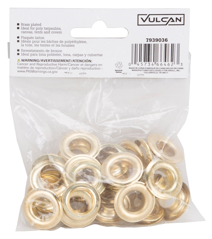 Vulcan JL-VT15989 Grommet, 25 -Piece, Brass Grommet, Brass, Brass Grommet