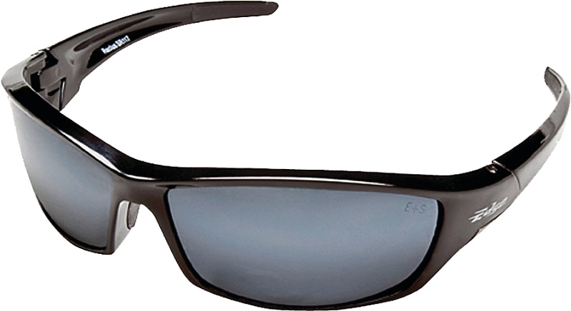 Edge SR117 Non-Polarized Safety Glasses, Black Frame, Unisex, Polycarbonate Lens, Full Frame, Nylon Frame, Silver Lens