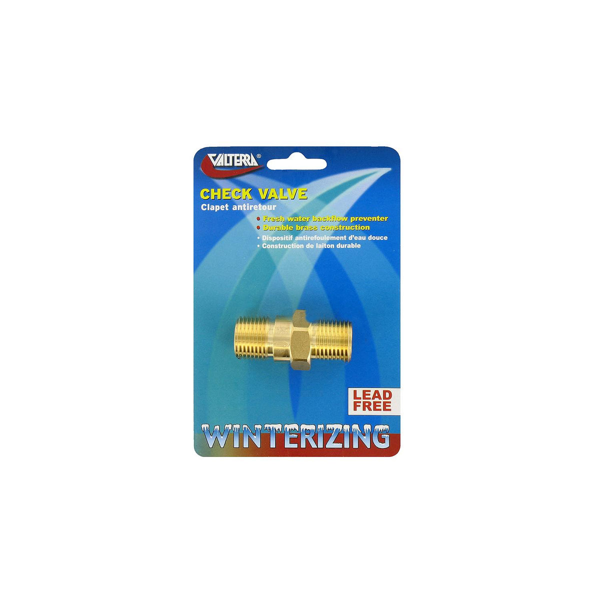 Valterra P23415LFVP Brass Check Valve 1/2″ MPT, 1/2″ MPT, Carded