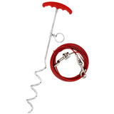 PDQ Boss Pet Silver / Red Vinyl Coated Cable Dog Tie Out Stake Large