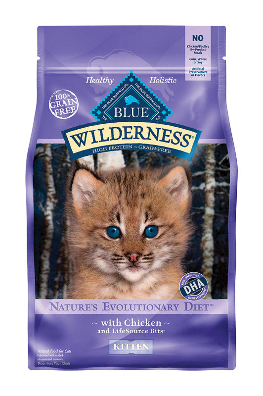 Blue Buffalo Wilderness Kitten Chicken Dry Cat Food Grain Free 5 lb