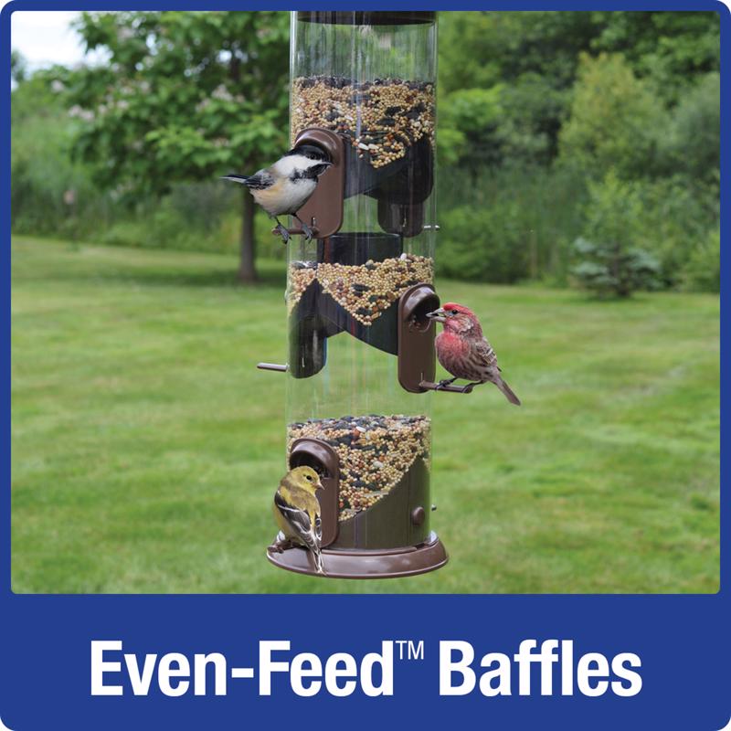 Nature's Way Funnel Flip-Top Wild Bird and Finch 6 lb Metal/Plastic Tube Bird Feeder 6 ports