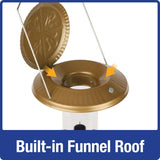 Nature's Way Deluxe Wild Bird and Finch 1.5 qt Metal/Plastic Funnel Flip-Top Tube Bird Feeder 6 port