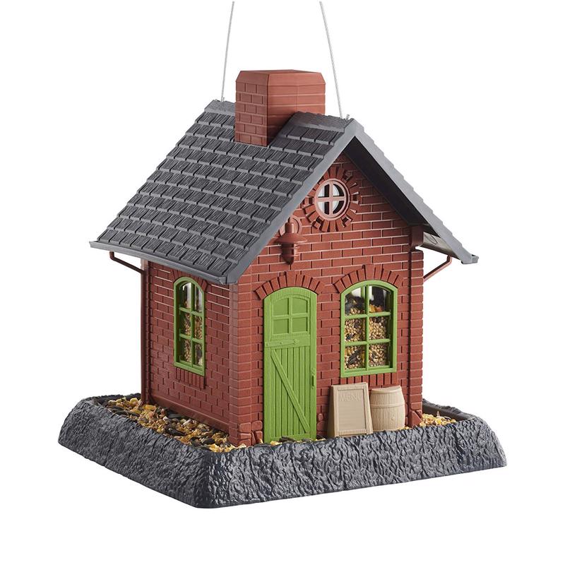North States Village Wild Bird 5 lb Plastic Hopper Bird Feeder 4 ports, Pack of 2