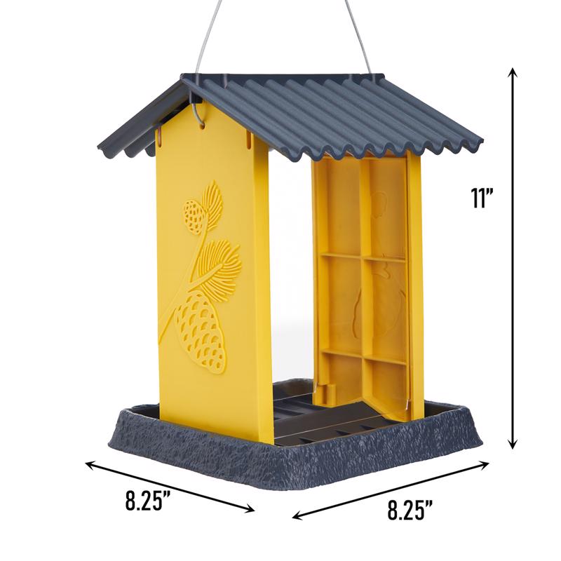 North States Village Wild Bird 4.25 lb Plastic Pinecone Hopper Bird Feeder 4 ports, Pack of 2