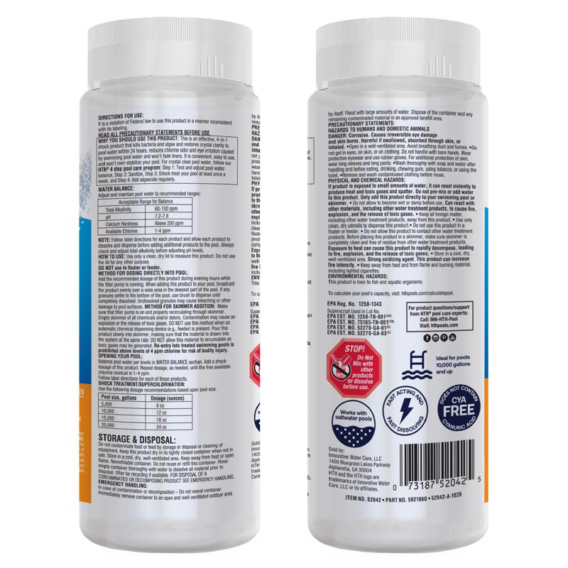 HTH Pool Care Granule Shock Treatment 2 lb, Pack of 6