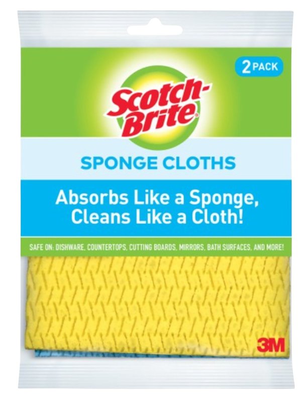 Scotch-Brite 9055 Sponge Cloth, 7.8 in L, 6.8 in W, Cellulose, Blue