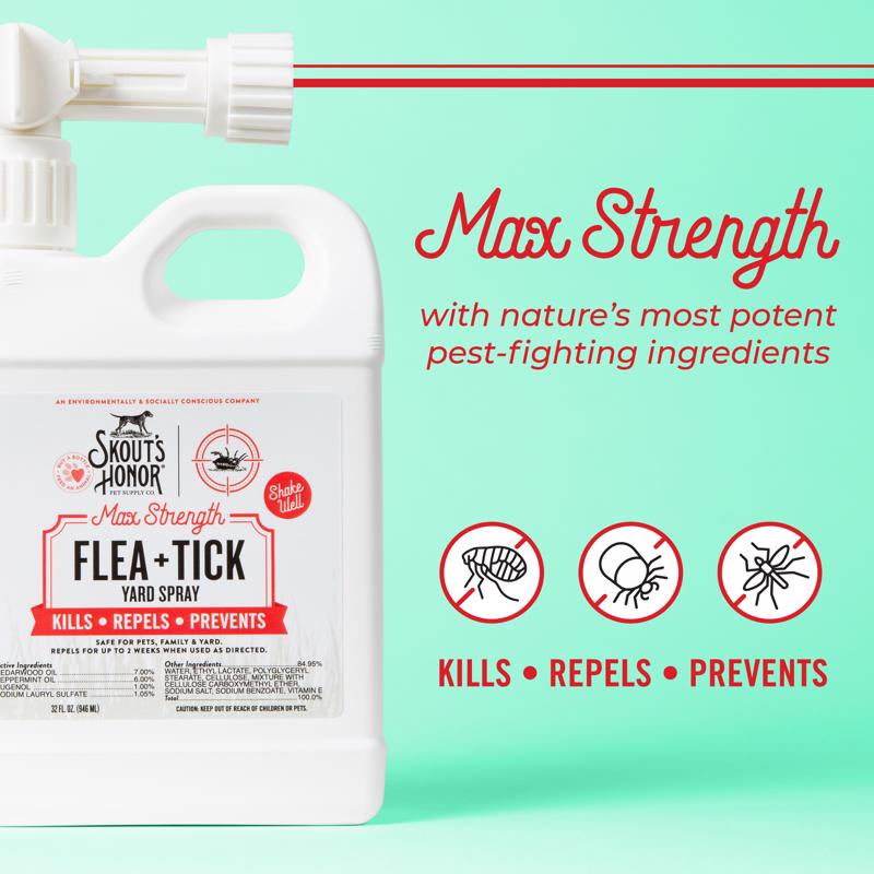 Skout's Honor Liquid Dog Flea and Tick Spray Cedarwood oil, Peppermint oil, Eugenol and Sodium Laury