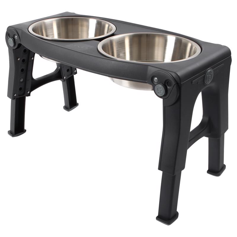 Dexas Black Stainless Steel 5 cups Double Pet Feeder For Dogs