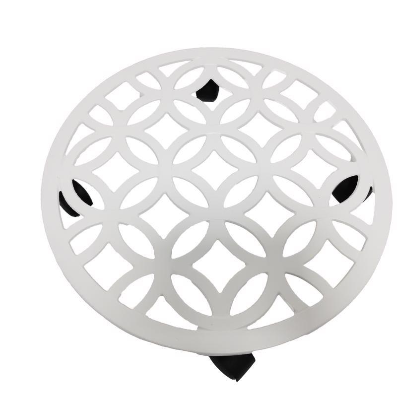 Living Accents 3 in. H White Cast Iron Wheeled Plant Stand
