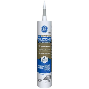 GE 2813704 Window and Door Silicone Caulk, Gray, 10.1 oz Cartridge, Pack of 12