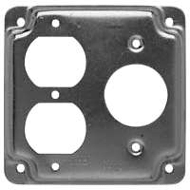 Raco 831C Exposed Work Cover, 1-5/8 in Dia, 4-3/16 in L, 4-3/16 in W, Square, 2-Gang, Steel, Gray, Galvanized, Pack of 10