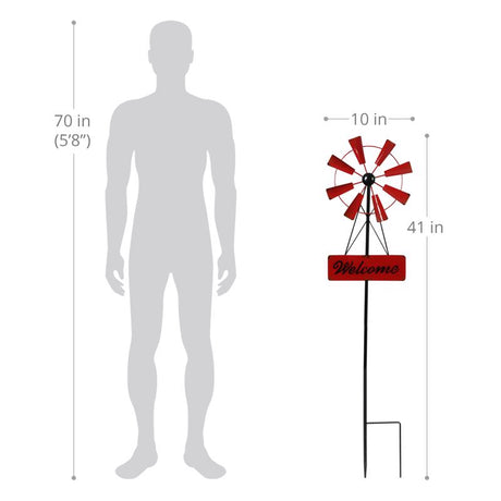Exhart Multicolored Metal 40 in. H Welcome Windmill Stake, Pack of 6