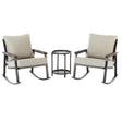 Living Accents Genesis Dark Gray Steel Frame Rocking Chair with End Table