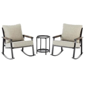 Living Accents Genesis Dark Gray Steel Frame Rocking Chair with End Table
