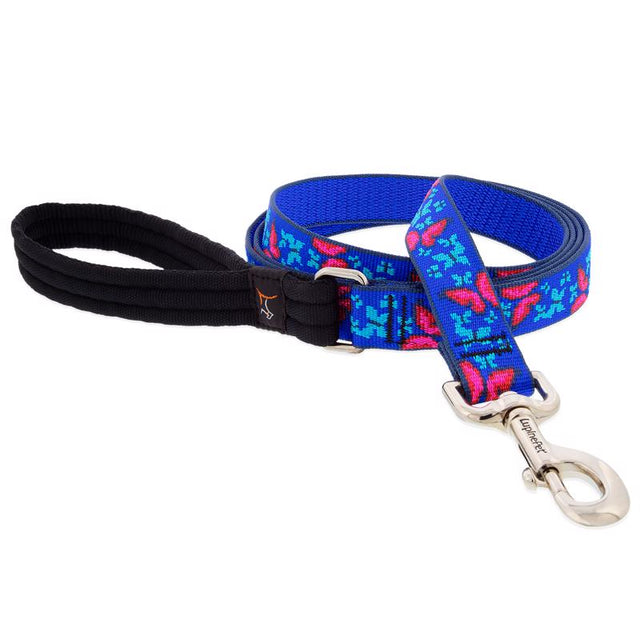 LupinePet Blue/Pink Social Butterfly Nylon Dog Leash One Size Fits All