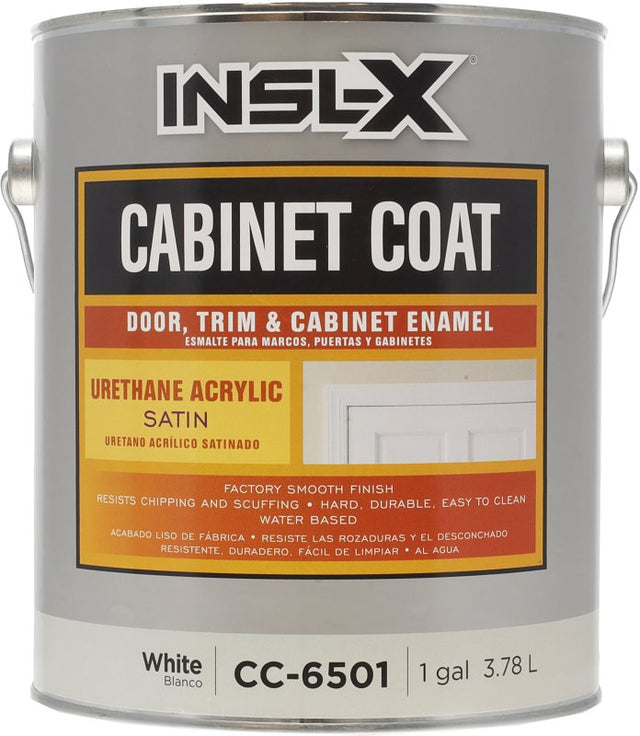 Insl-X Cabinet Coat CC-6501099-01 Trim Paint, Satin, White, 1 gal, 350 to 450 sq-ft/gal Coverage Area