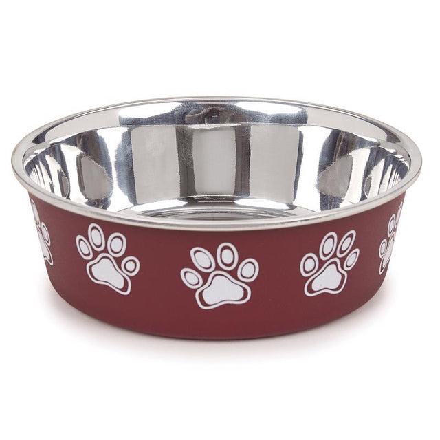 Proselect Merlot Stainless Steel 30 oz Pet Bowl For Dogs, Pack of 6